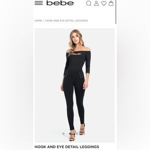 NWOT Bebe Hook and Eye Gunmetal Rivet Black Skinny Pants Leggings Size 4